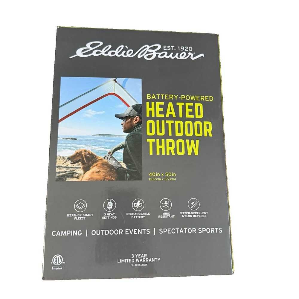 Eddie Bauer Battery Powered Heated Fleece Throw Blanket Gorpcore Camping Outdoor